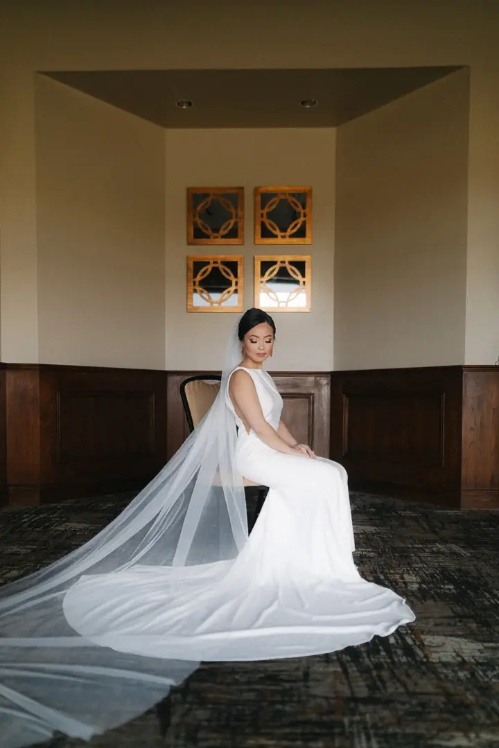 Wedding photographer - Portrait mariée voile minimaliste